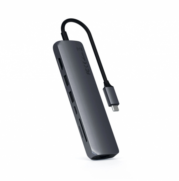 Satechi Aluminium Type-C Slim Multiport (1xHDMI 4K,2x USB-A,1x SD,1x Ethernet) - Space Grey [3]