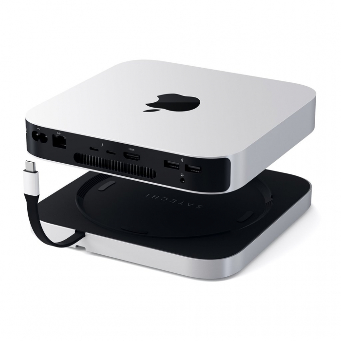 Satechi Aluminium Type-C Stand and Hub for Mac Mini w/ SSD Enclosure - Silver [3]