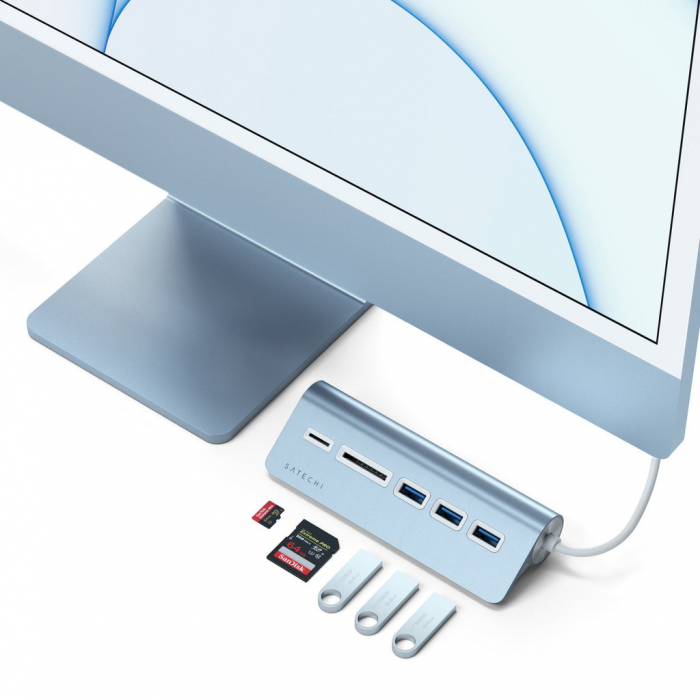 Satechi Aluminium Type-C USB Hub (3x USB 3.0,MicroSD) - Blue [1]