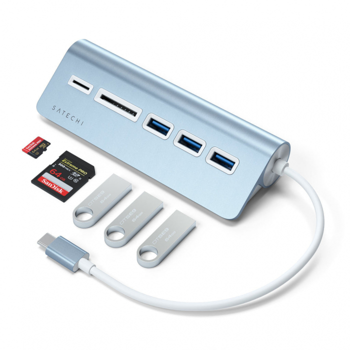 Satechi Aluminium Type-C USB Hub (3x USB 3.0,MicroSD) - Blue [4]