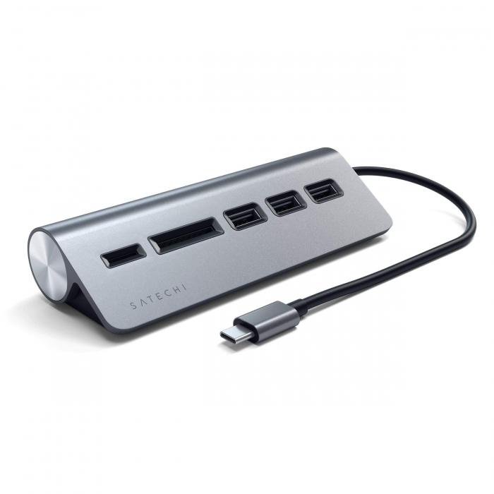Satechi Aluminium Type-C USB Hub (3x USB 3.0,MicroSD) - Space Grey [5]