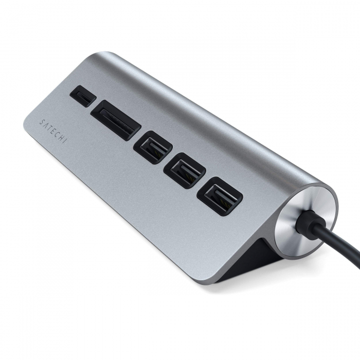 Satechi Aluminium Type-C USB Hub (3x USB 3.0,MicroSD) - Space Grey [6]