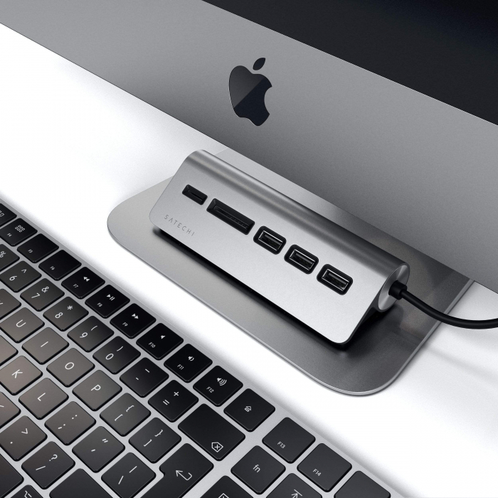 Satechi Aluminium Type-C USB Hub (3x USB 3.0,MicroSD) - Space Grey [4]