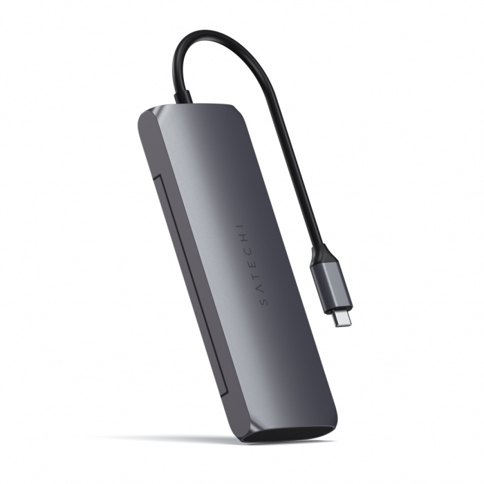 Satechi Aluminium USB-C Hybrid Multiport adapter (SSD Enclosure, HDMI 4K, 2 x USB-A 3.1 Gen 2 up to 10 Gbps) - Space Grey [1]