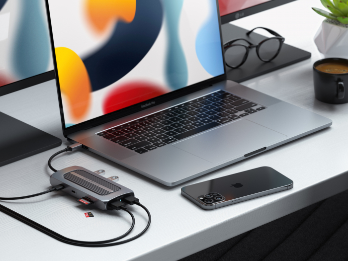 Satechi Aluminium USB-C Multiport MX Adapter (Dual 4K HDMI 60Hz/30Hz,USB-C PD 100W,Ethernet,1xUSB-C 5Gbps,2xUSB-A 3.0,Micro/SD,3.5mm audio) - Space Grey [7]