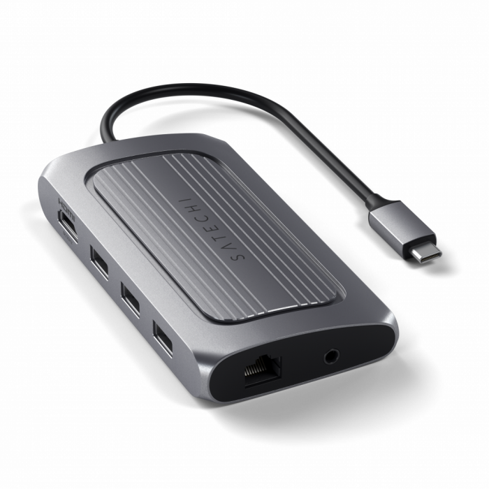 Satechi Aluminium USB4 Multiport Adapter w 8K HDMI (1x8K HDMI/30Hz, USB-C PD 100W, Ethernet, 2xUSB-A 3.2, 1xUSB-A 2.0, Micro/SD, 3.5mm audio) - Space Grey [1]