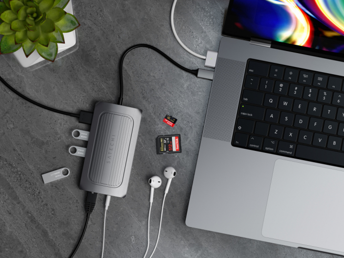 Satechi Aluminium USB4 Multiport Adapter w 8K HDMI (1x8K HDMI/30Hz, USB-C PD 100W, Ethernet, 2xUSB-A 3.2, 1xUSB-A 2.0, Micro/SD, 3.5mm audio) - Space Grey [7]
