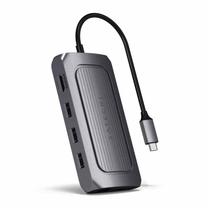 Satechi Aluminium USB4 Multiport Adapter w 8K HDMI (1x8K HDMI/30Hz, USB-C PD 100W, Ethernet, 2xUSB-A 3.2, 1xUSB-A 2.0, Micro/SD, 3.5mm audio) - Space Grey [3]
