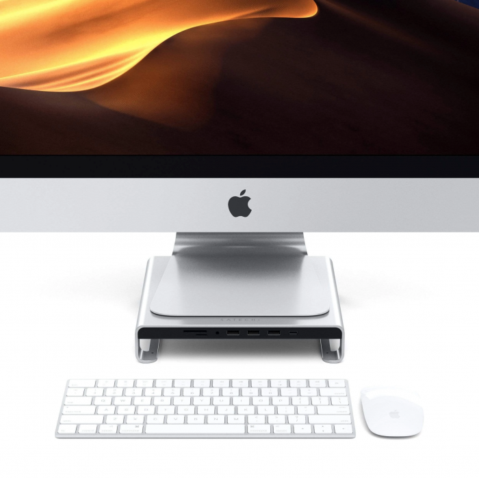 Satechi Aluminum Monitor Stand Hub for iMac - Silver [6]