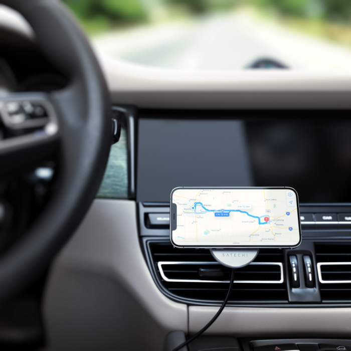 Satechi Magnetic Wireless Car Charger - Silver [4]