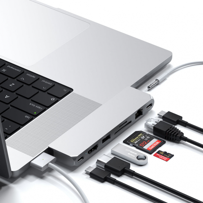 Satechi Pro Hub Max (1xUSB4,1x HDMI 4K 60Hz,1xUSB-A3.0,1x micro/SD,1xEthernet,1xUSB-C,1xAudio) - Silver [4]