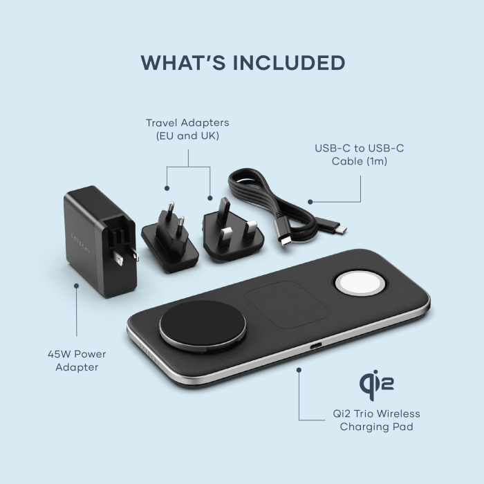 Satechi Qi2 Trio Wireless Charging Pad - with Type A,C,G plugs - Space gray [11]