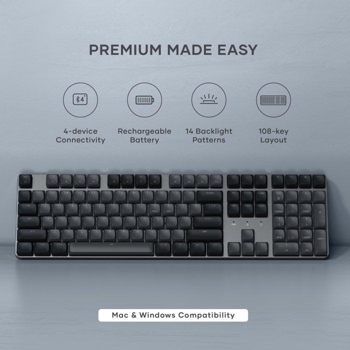 Satechi SM3 Slim Mechanical Backlit Bluetooth Keyboard (Dark) - US- Dark [5]