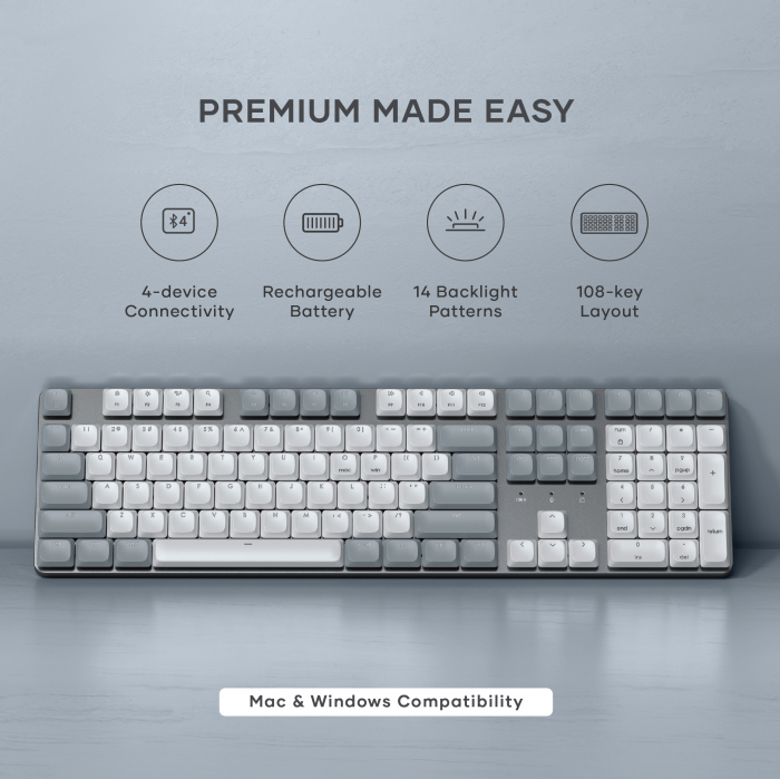 Satechi SM3 Slim Mechanical Backlit Bluetooth Keyboard (Light) - US - Light [6]