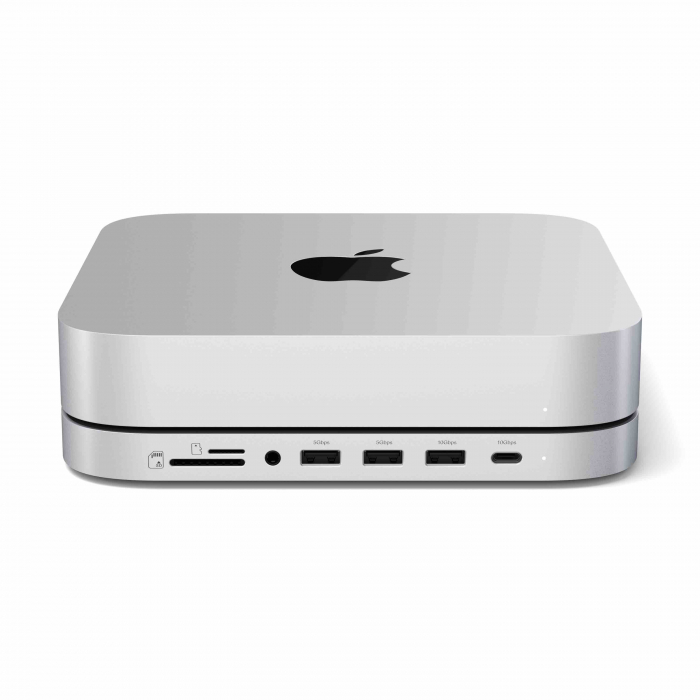 Satechi Stand & Hub For Mac Mini / Studio (1x USB-C 3.2, 1xUSB-A 3.2, 2x USB-A 3.0, 3.5mm Audio,1x Micro/SD, 1x NVMe/M.2 SATA SSD Enclosure Drive not included) - Silver [6]