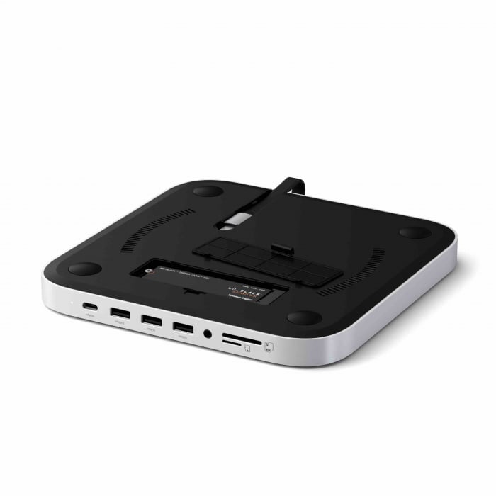 Satechi Stand & Hub For Mac Mini / Studio (1x USB-C 3.2, 1xUSB-A 3.2, 2x USB-A 3.0, 3.5mm Audio,1x Micro/SD, 1x NVMe/M.2 SATA SSD Enclosure Drive not included) - Silver [10]