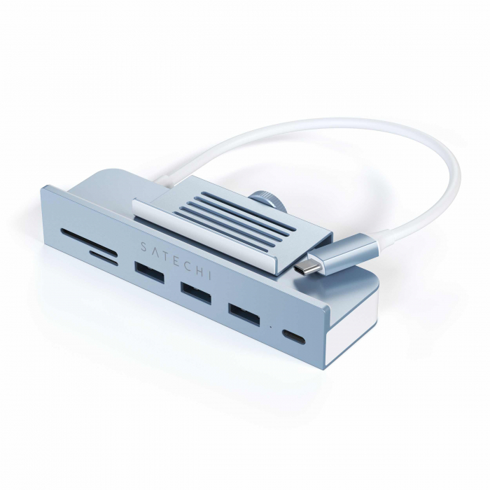 Satechi USB-C Clamp Hub iMac 24inch (2021) / (1x USB-C up to 5 Gbps,3x USB-A 3.0 up to 5 Gbps, inc. Apple S.Drive Micro/SD) - Blue [4]