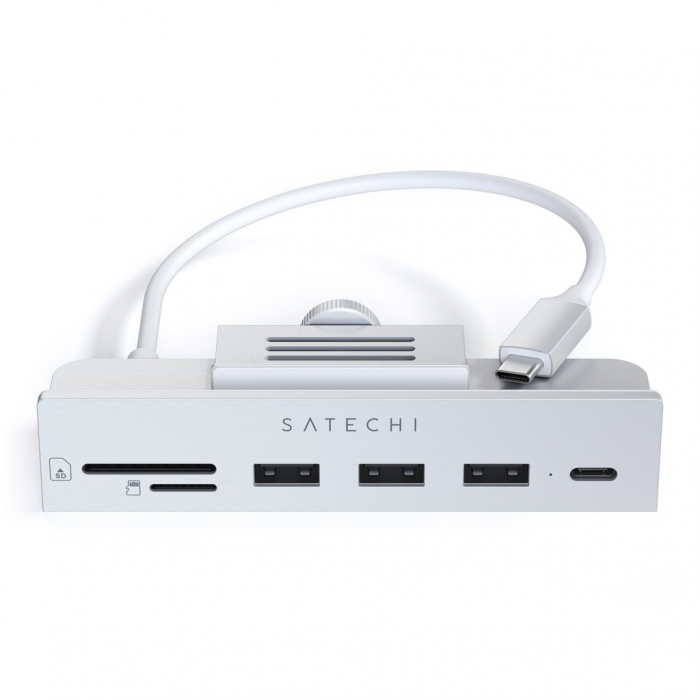 Satechi USB-C Clamp Hub iMac 24inch (2021) / (1x USB-C up to 5 Gbps,3x USB-A 3.0 up to 5 Gbps, inc. Apple S.Drive Micro/SD) - Silver [14]