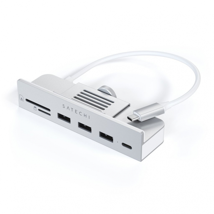 Satechi USB-C Clamp Hub iMac 24inch (2021) / (1x USB-C up to 5 Gbps,3x USB-A 3.0 up to 5 Gbps, inc. Apple S.Drive Micro/SD) - Silver [5]