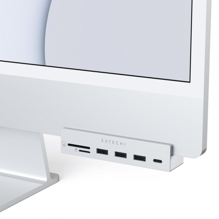 Satechi USB-C Clamp Hub iMac 24inch (2021) / (1x USB-C up to 5 Gbps,3x USB-A 3.0 up to 5 Gbps, inc. Apple S.Drive Micro/SD) - Silver [2]