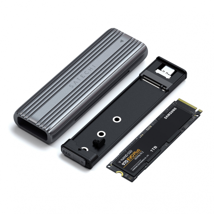 Satechi USB-C NVME &amp; SATA SSD Enclosure USB-C (SSD not included) Solid State Drives size 2242/2260/2280 - Grey [6]
