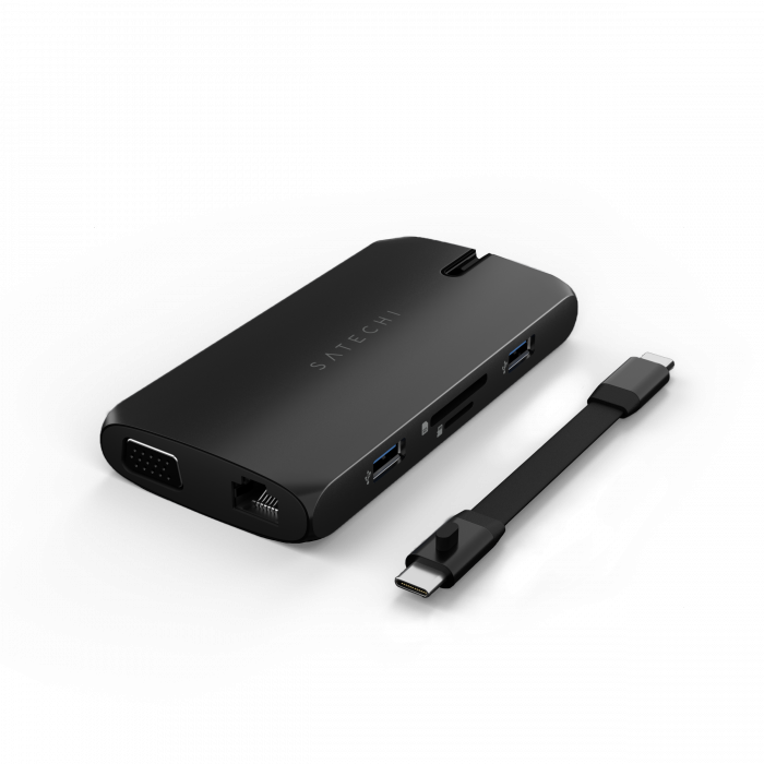 Satechi USB-C On-the-go Multiport adapter (1xHDMI, 1xVGA, 1x USB-C PD, 1xGigabit Ethernet, 2x USB-A, 1xUSB-C, Micro/SD) - Black [2]