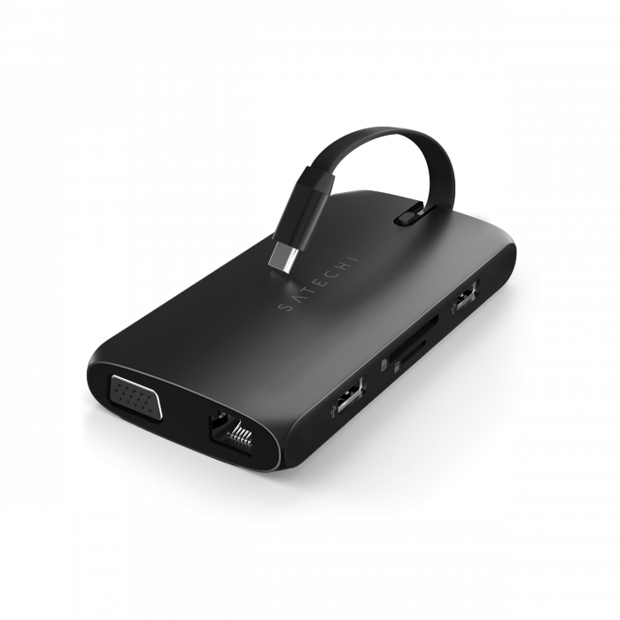 Satechi USB-C On-the-go Multiport adapter (1xHDMI, 1xVGA, 1x USB-C PD, 1xGigabit Ethernet, 2x USB-A, 1xUSB-C, Micro/SD) - Black [6]