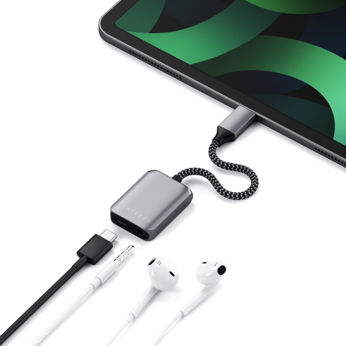 Satechi USB-C to 3.5mm Audio & PD Adapter - Space Grey [4]