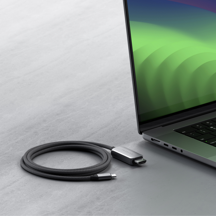 Satechi USB-C To HDMI 2.1 8K Cable (Mac Devices up to 4K/60Hz, 8K/60Hz, 4K 60Hz/120Hz, 2K/ 40Hz, 1080P/500Hz,  Dynamic HDR10+  HDCP 1.4 & HDCP 2.3) - Space Grey [2]