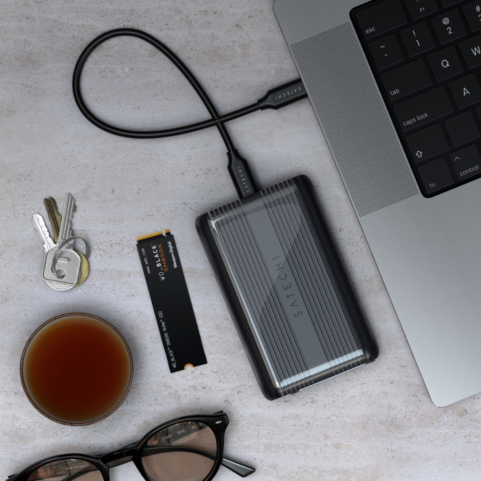 Satechi USB4 NVMe SSD Pro Enclosure (M.2 NVMe Drives 2280/2260/2242mm-16TBmax,PCI-E Gen 4x4,max bandwidth 8GB/s; reading/writing 3840MB/s ) - Grey [6]