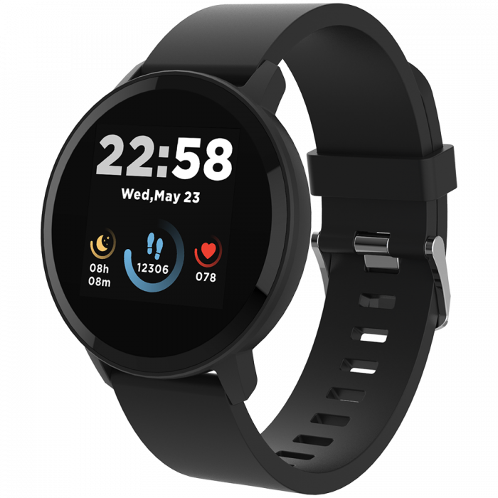 CANYON Lollypop SW-63, Smart watch, 1.3inches IPS full touch screen, Round watch, IP68 waterproof, multi-sport mode, BT5.0, compatibility with iOS and android, black, Host: 25.2*42.5*10.7mm, Strap: 20 [3]