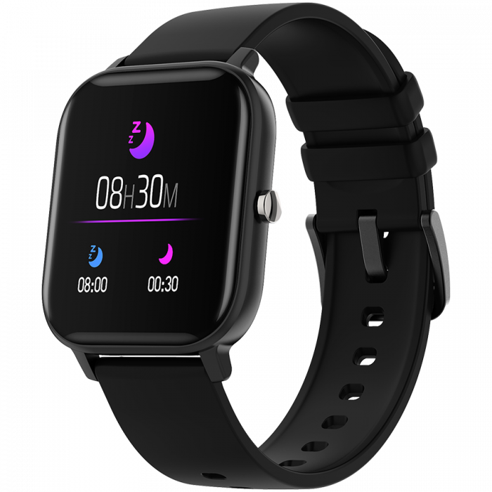 Smart watch, 1.3inches TFT full touch screen, Zinic+plastic body, IP67 waterproof, multi-sport mode, compatibility with iOS and android, black body with black silicon belt, Host: 43*37*9mm, Strap: 230 [1]