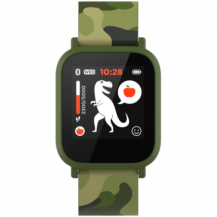 CANYON My Dino KW-33, Teenager smart watch, 1.3 inches IPS full touch screen, green plastic body, IP68 waterproof, BT5.0, multi-sport mode, built-in kids game, compatibility with iOS and android, 155m [2]