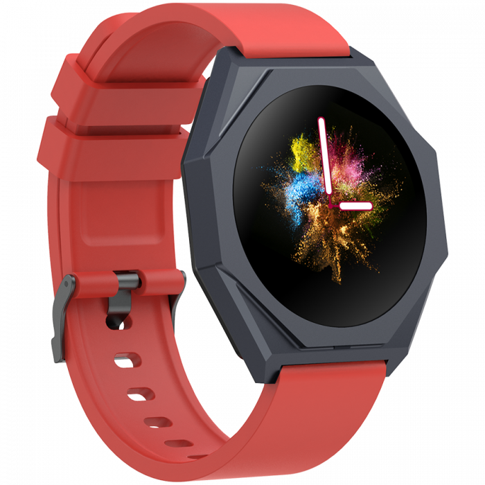 CANYON Otto SW-86, Smart watch Realtek 8762DK LCD 1.3'' LTPS 360X360px, G+F 1+gesture 192KB Li-ion polymer battery 3.7v 280mAh,Gun aluminum alloy case middle frame+plastic bottom case+Warm red silicon [3]