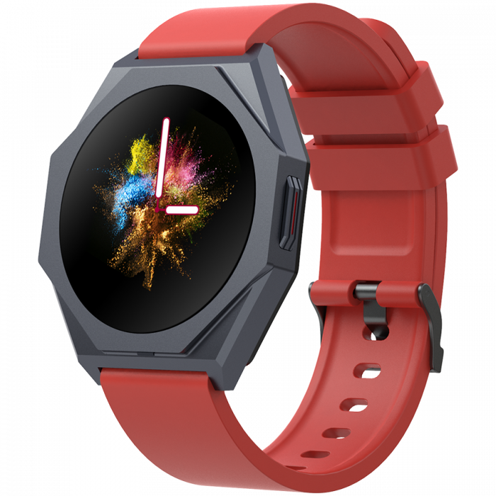 CANYON Otto SW-86, Smart watch Realtek 8762DK LCD 1.3'' LTPS 360X360px, G+F 1+gesture 192KB Li-ion polymer battery 3.7v 280mAh,Gun aluminum alloy case middle frame+plastic bottom case+Warm red silicon [2]
