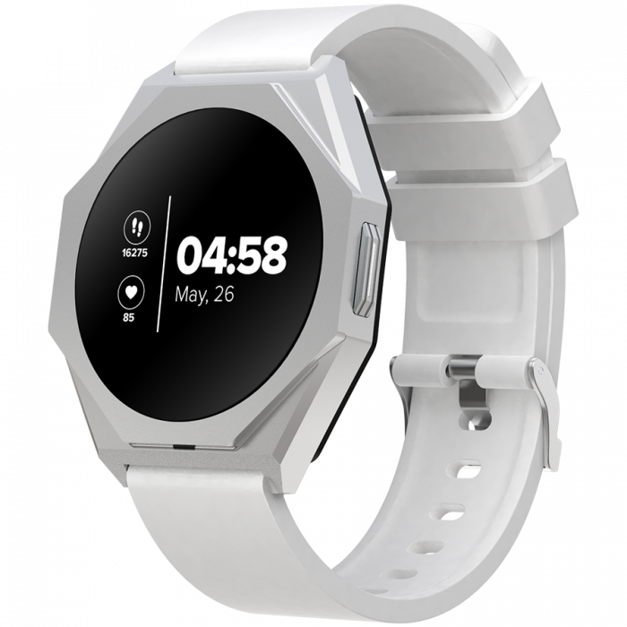 CANYON Otto SW-86, Smart watch Realtek 8762DK LCD 1.3'' LTPS 360X360px, G+F 1+gesture 192KB Li-ion polymer battery 3.7v 280mAh,Silver aluminum alloy case middle frame+plastic bottom case+white silicon [2]