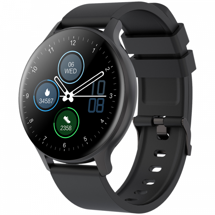 CANYON Badian SW-68, Smartwatch, Realtek 8762CK, 1.28''TFT 240x240px; RAM : 160KB, Lithium-ion polymer battery, 3.7V 190mAh Include, Black Zinc alloy middle frame + plastic bottom case+ black Silicone [2]