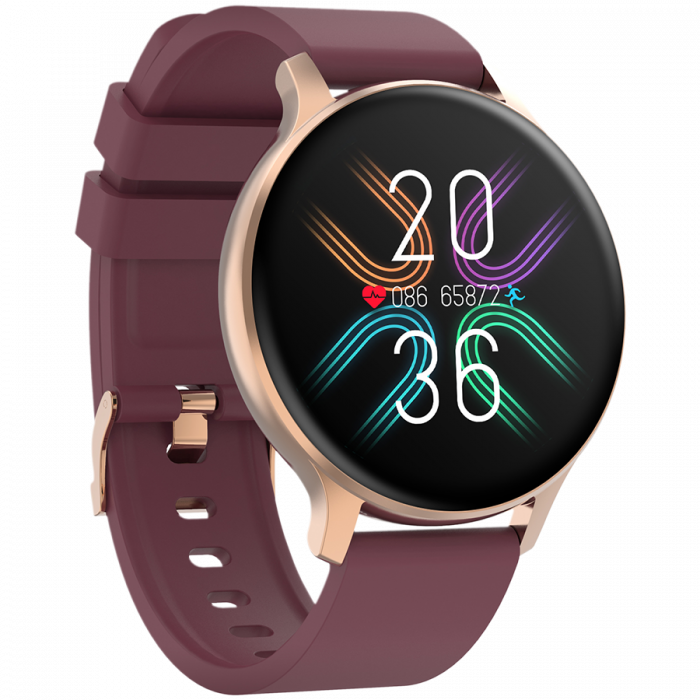 CANYON Badian SW-68, Smartwatch, Realtek 8762CK, 1.28''TFT 240x240px; RAM : 160KB, Lithium-ion polymer battery, 3.7V 190mAh Include, Golden Zinc alloy middle frame + plastic bottom case+ red Silicone  [3]