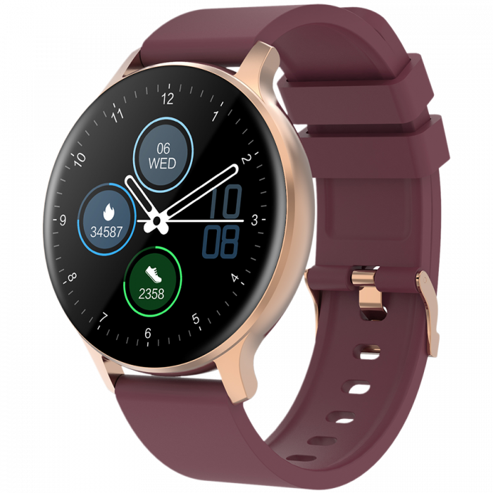 CANYON Badian SW-68, Smartwatch, Realtek 8762CK, 1.28''TFT 240x240px; RAM : 160KB, Lithium-ion polymer battery, 3.7V 190mAh Include, Golden Zinc alloy middle frame + plastic bottom case+ red Silicone  [2]