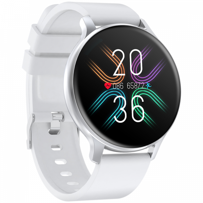 CANYON Badian SW-68, Smartwatch, Realtek 8762CK, 1.28''TFT 240x240px; RAM : 160KB, Lithium-ion polymer battery, 3.7V 190mAh Include, Silver Zinc alloy middle frame + plastic bottom case+ white Silicon [3]