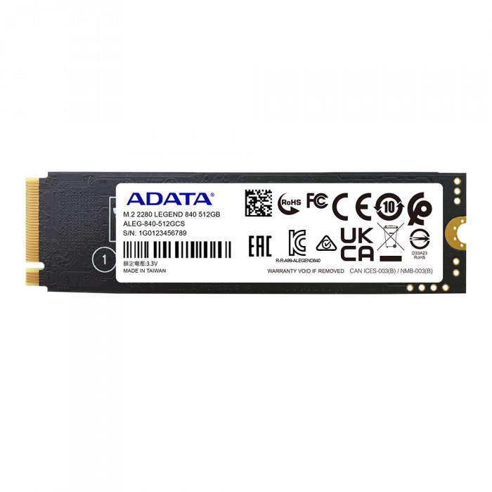 SSD ADATA, LEGEND 840,  512 GB, M.2, PCIe Gen4.0 x4, 3D TLC Nand, R/W: 5000/3400 MB/s, \\"ALEG-840-512GCS\\" [2]
