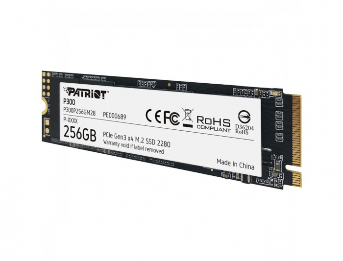 SSD PATRIOT, P300, 256 GB, M.2, PCIe Gen3.0 x4, 3D TLC Nand, R/W: 1700/1100 MB/s, "P300P256GM28" [2]