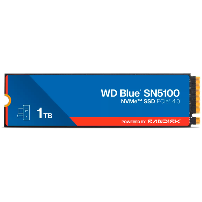 SSD WD Blue SN5100 1TB M.2 2280 PCIe Gen4 x4 NVMe QLC 3D, Read/Write: 7100/6700 MBps, IOPS 1000K/1300K, TBW: 600 [1]