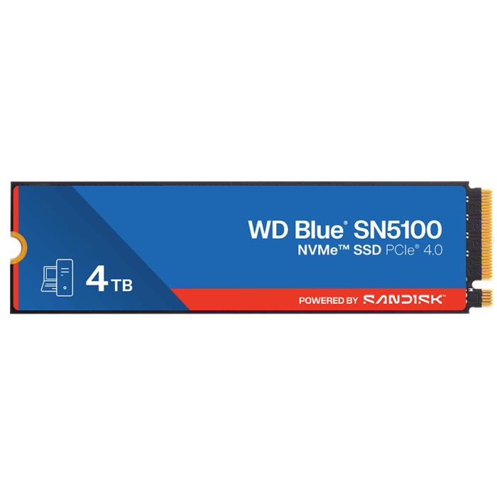 SSD WD Blue SN5100 4TB M.2 2280 PCIe Gen4 x4 NVMe QLC 3D, Read/Write: 6900/6700 MBps, IOPS 900K/1100K, TBW: 1200 [1]