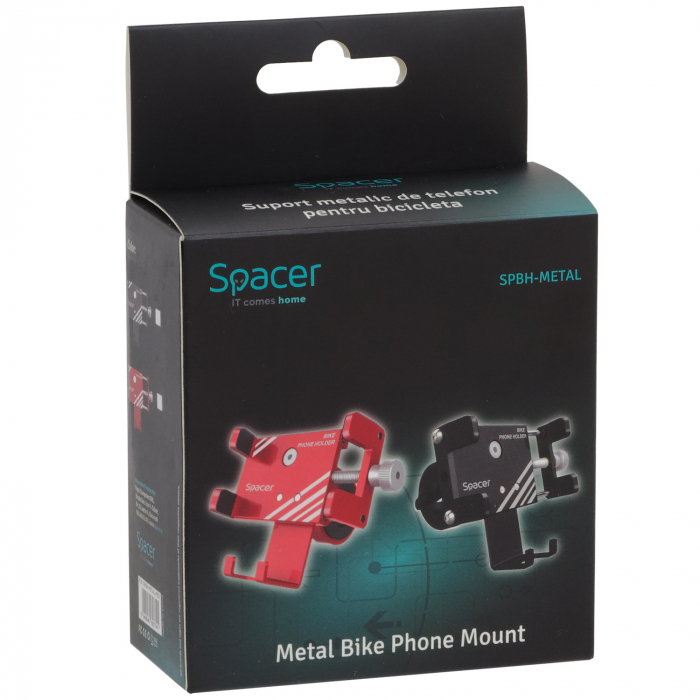 SUPORT Bicicleta SPACER pt. SmartPhone, fixare de ghidon, Metalic, rosu, cheie de montare,  "SPBH-METAL-RED" [7]