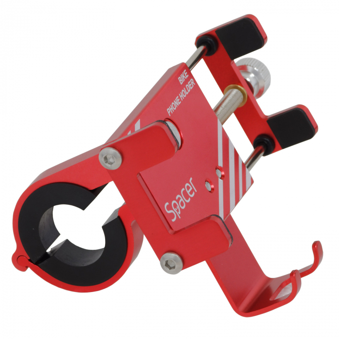 SUPORT Bicicleta SPACER pt. SmartPhone, fixare de ghidon, Metalic, rosu, cheie de montare,  "SPBH-METAL-RED" [3]