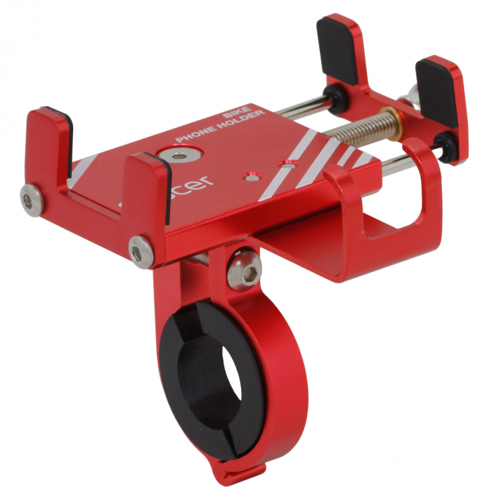 SUPORT Bicicleta SPACER pt. SmartPhone, fixare de ghidon, Metalic, rosu, cheie de montare,  "SPBH-METAL-RED" [2]