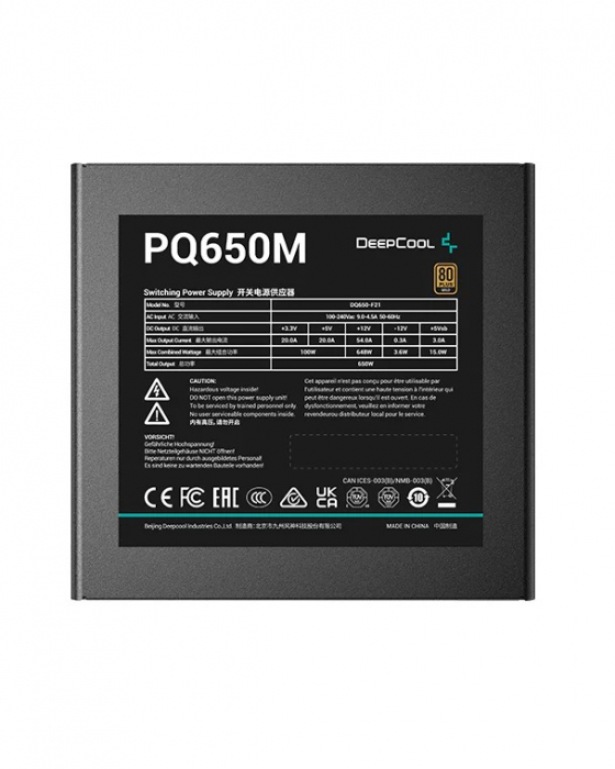 SURSA DeepCool 650W (real), modulara, fan 120mm PWM, 80 Plus Gold, 87~90% eficienta, 3x PCI-E (6+2),  8x S-ATA \\"PQ650M\\" \\"R-PQ650M-FA0B-EU\\",  (include TV 1.75lei) [2]