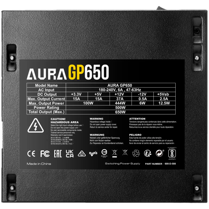 Sursa Gamdias Aura GP550 550W neagra, certificata 80 PLUS, eficienta 80% [4]