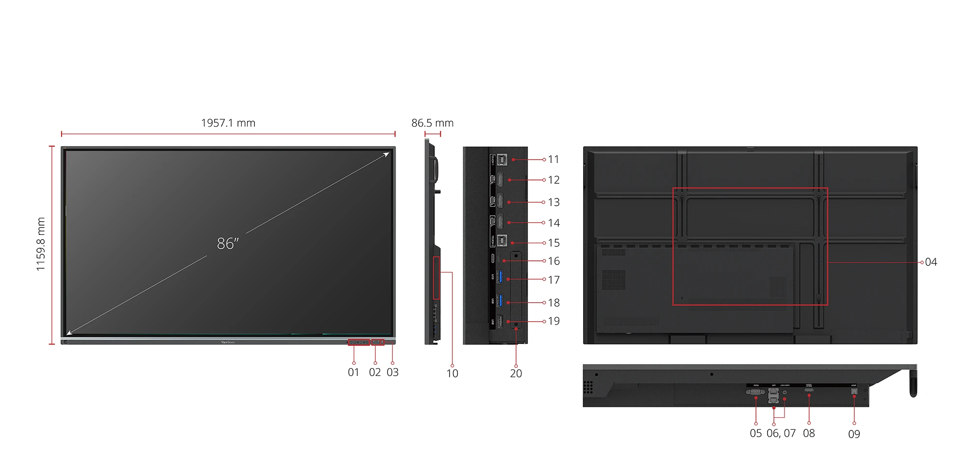 Tabla interactiva/Display interactiv LED ViewSonic Smart IFP8650-5F Touchscreen 86 inch UHD 3840x2160 USB-C [2]
